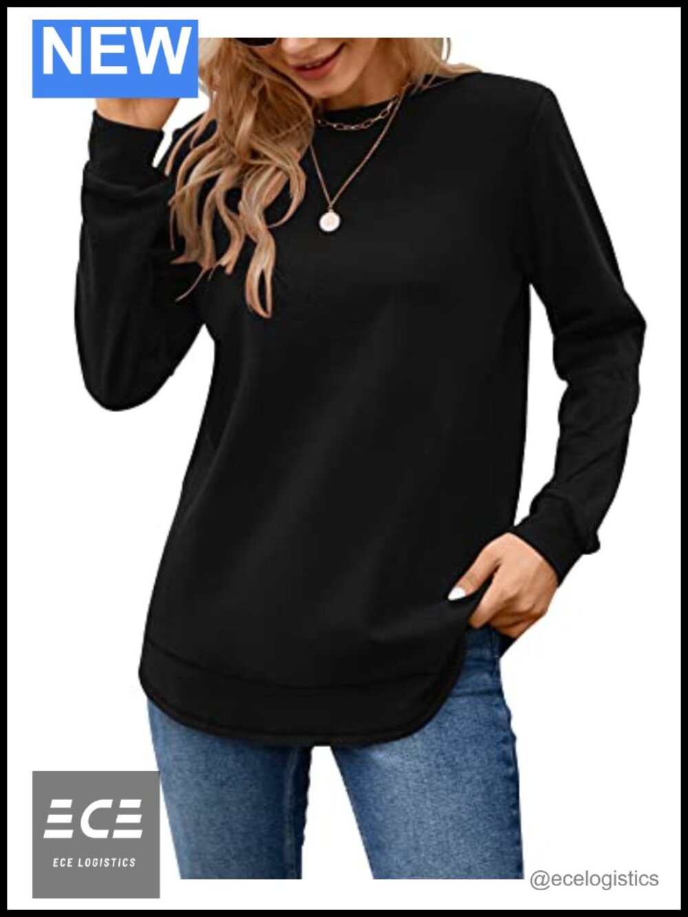 Women's Crewneck Long Sleeve Tunic Sweatshirt Pullover Top
